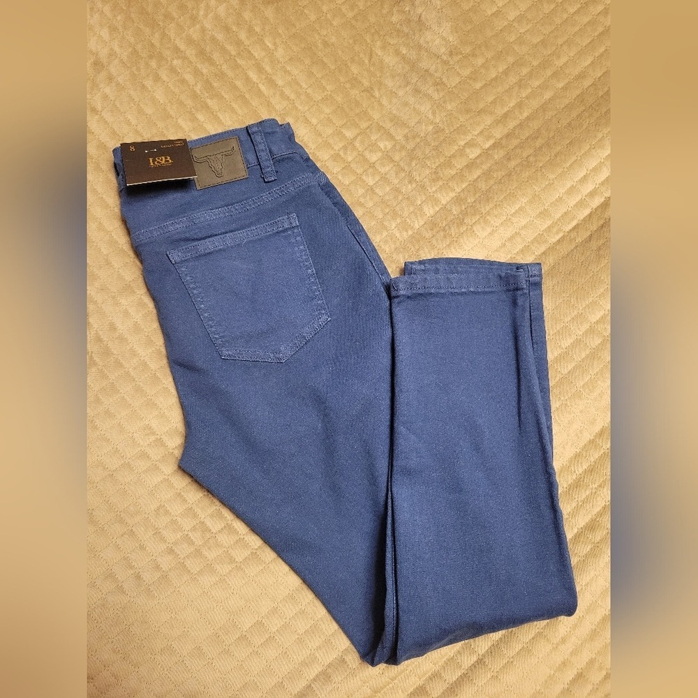 L&B Lucky and Blessed Denim Ripped‎ High Rise Ankle Skinny Size 8 NEW royal blue